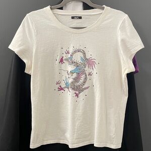 mark. Women's Dragon Graphic Cotton White Tee